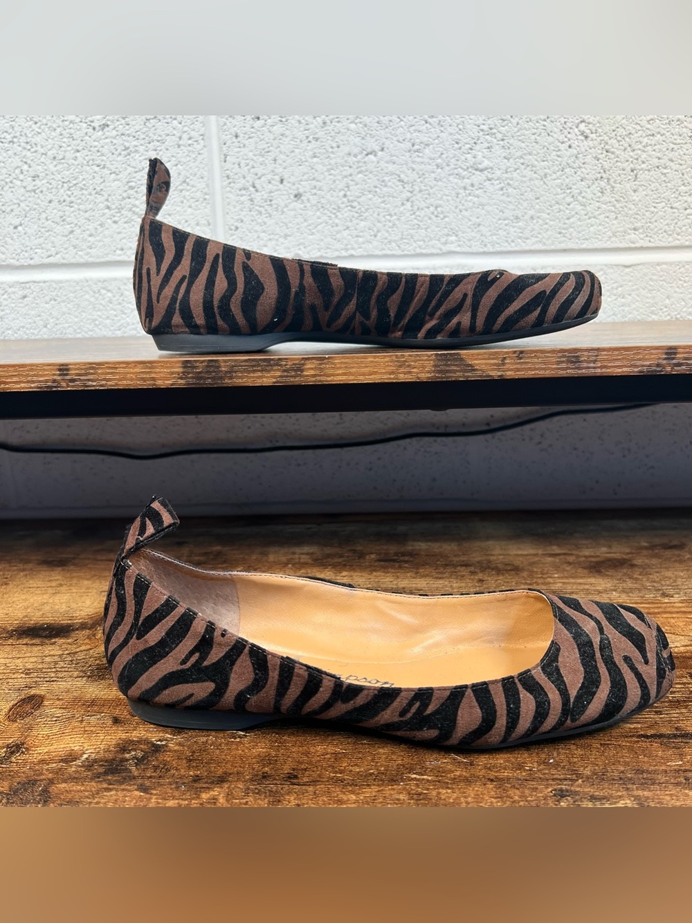 Jessica Simpson Ballet Flats Animal Print Mandalaye Altered Brown Black Womens 8